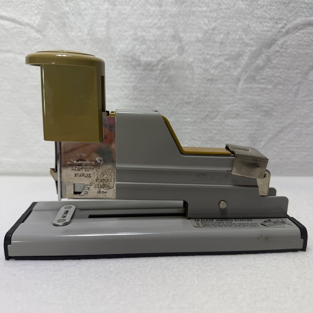 Vintage Swingline 113 Industrial Heavy Duty Stapler Gray Olive Green 110 Sheets